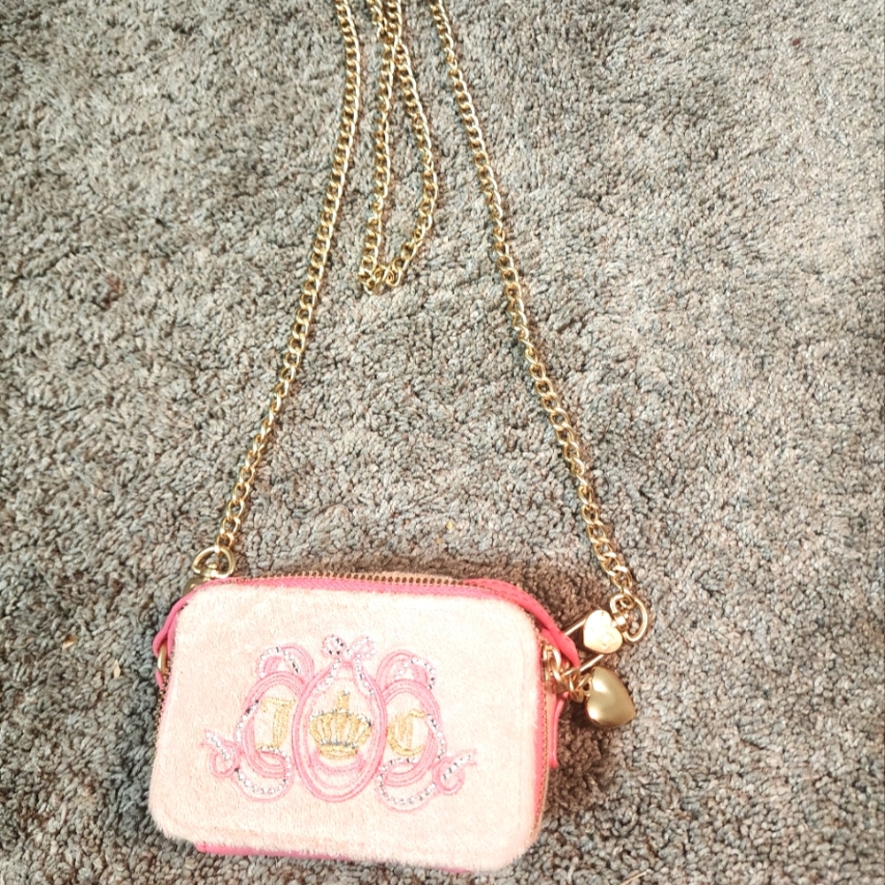 Juicy Couture Pink Mini Crossbody Bag with Gold Chain